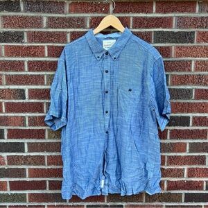 Weatherproof Vintage Medium Blue Denim Chambray Collared Button Down Shirt